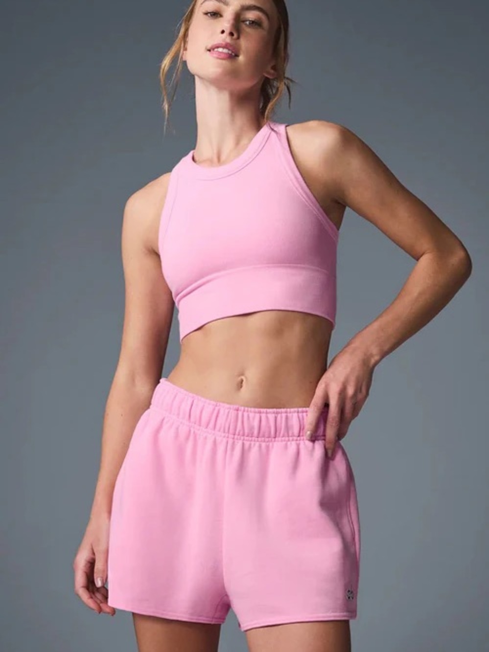Alo Yoga seamless delight high neck bra in pink